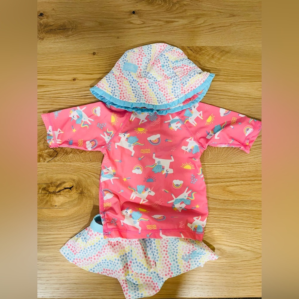 Pink Kids Coordinating Swim Set with Reversible Hat
